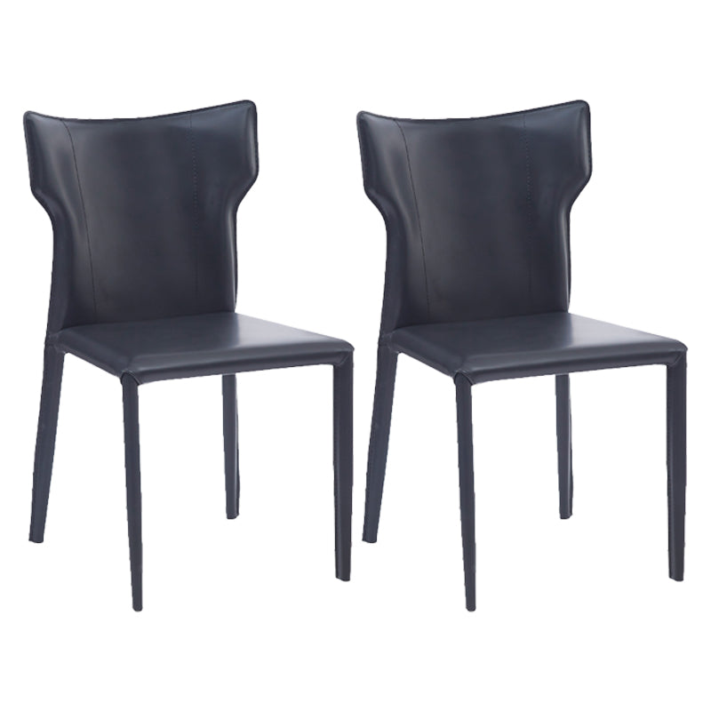 Contemporary Metal Dining Armless Chair Faux Leather Side Chair for Home Use Black 2 Piece Set Clearhalo ' kitchen&dining_furn' 'Dining Chairs' 'Dining Tables & Seating' 'dining_chair' 'furn' 'furn_dining_chair' 'Furniture' 'furniture_dining_chair' 'Kitchen & Dining Furniture' 'kitchen' 4208278