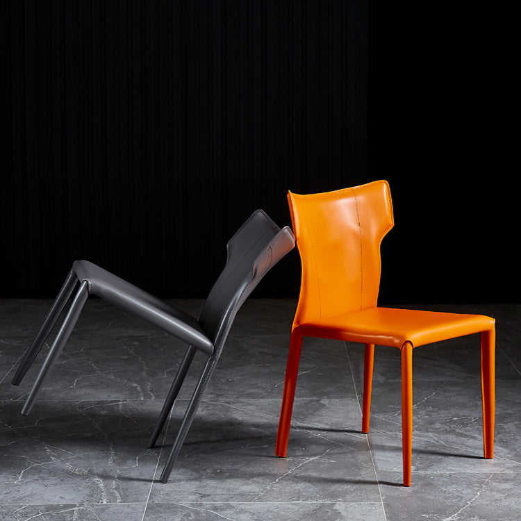 Contemporary Metal Dining Armless Chair Faux Leather Side Chair for Home Use Clearhalo ' kitchen&dining_furn' 'Dining Chairs' 'Dining Tables & Seating' 'dining_chair' 'furn' 'furn_dining_chair' 'Furniture' 'furniture_dining_chair' 'Kitchen & Dining Furniture' 'kitchen' 4208279