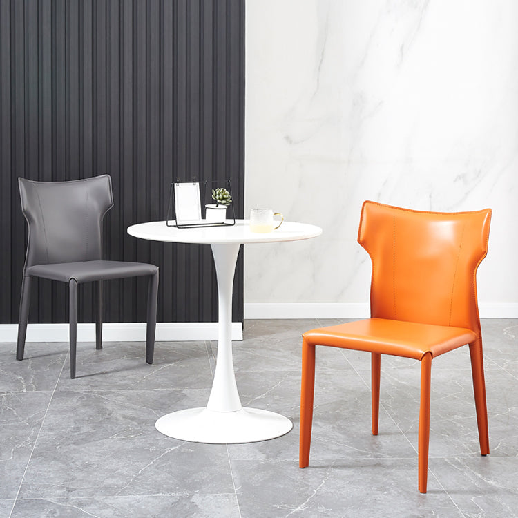Contemporary Metal Dining Armless Chair Faux Leather Side Chair for Home Use Clearhalo ' kitchen&dining_furn' 'Dining Chairs' 'Dining Tables & Seating' 'dining_chair' 'furn' 'furn_dining_chair' 'Furniture' 'furniture_dining_chair' 'Kitchen & Dining Furniture' 'kitchen' 4208280