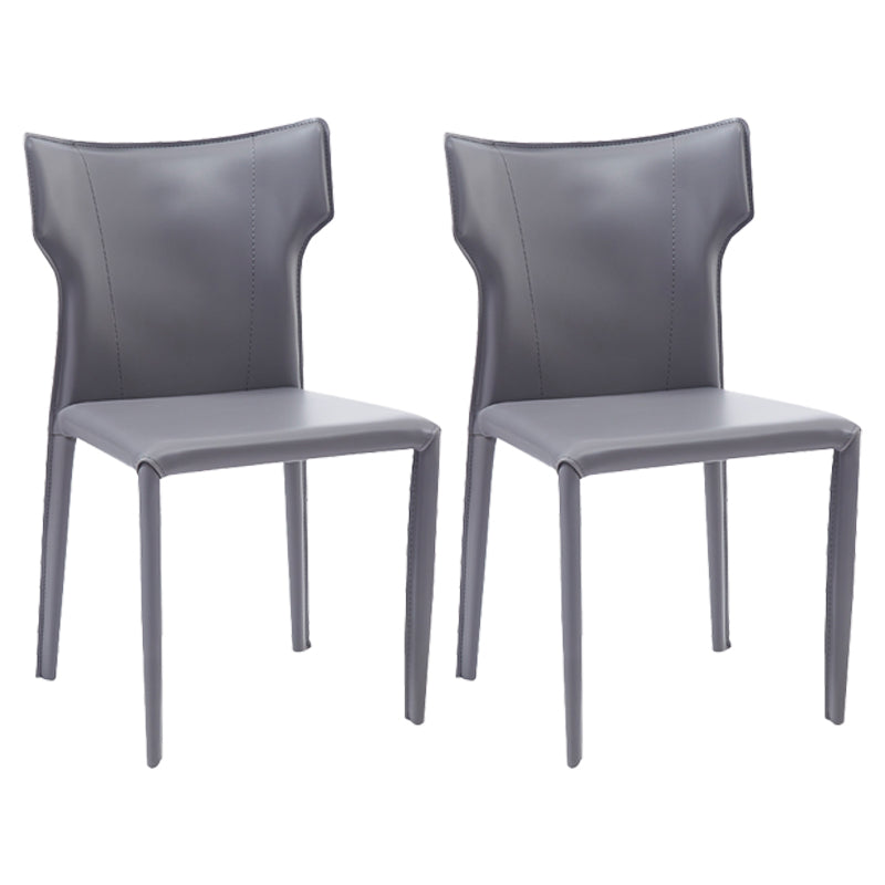 Contemporary Metal Dining Armless Chair Faux Leather Side Chair for Home Use Dark Gray 2 Piece Set Clearhalo ' kitchen&dining_furn' 'Dining Chairs' 'Dining Tables & Seating' 'dining_chair' 'furn' 'furn_dining_chair' 'Furniture' 'furniture_dining_chair' 'Kitchen & Dining Furniture' 'kitchen' 4208285