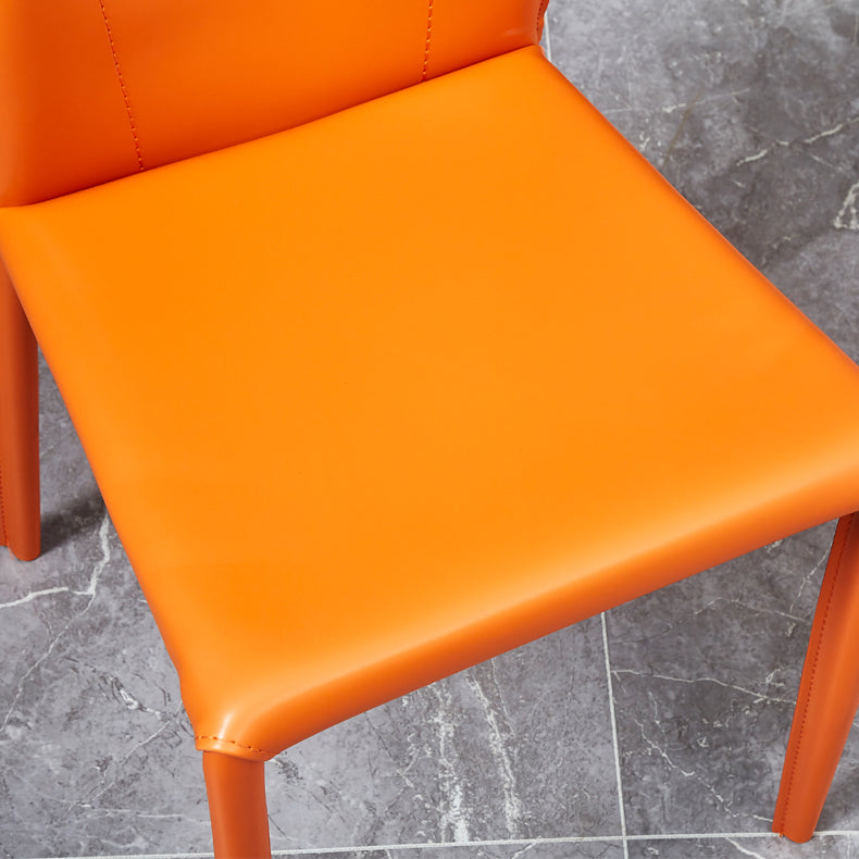 Contemporary Metal Dining Armless Chair Faux Leather Side Chair for Home Use Clearhalo ' kitchen&dining_furn' 'Dining Chairs' 'Dining Tables & Seating' 'dining_chair' 'furn' 'furn_dining_chair' 'Furniture' 'furniture_dining_chair' 'Kitchen & Dining Furniture' 'kitchen' 4208286