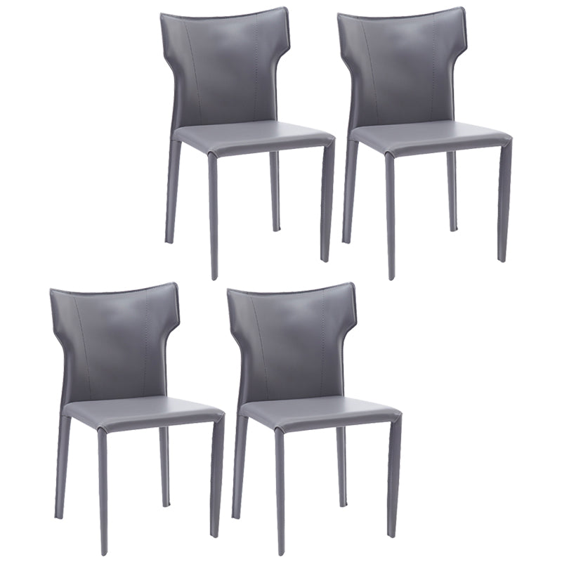 Contemporary Metal Dining Armless Chair Faux Leather Side Chair for Home Use Dark Gray 4 Piece Set Clearhalo ' kitchen&dining_furn' 'Dining Chairs' 'Dining Tables & Seating' 'dining_chair' 'furn' 'furn_dining_chair' 'Furniture' 'furniture_dining_chair' 'Kitchen & Dining Furniture' 'kitchen' 4208287