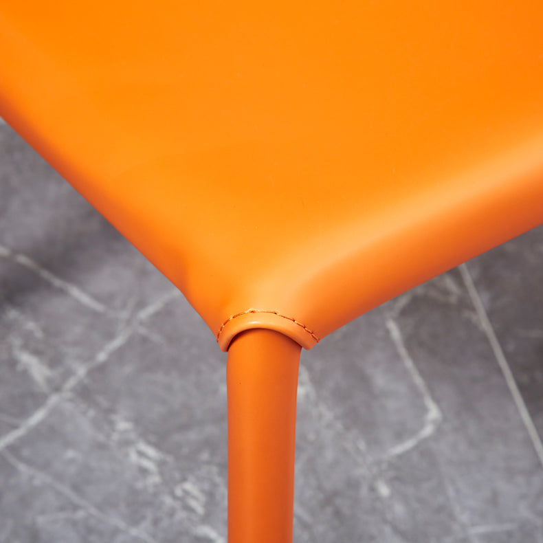 Contemporary Metal Dining Armless Chair Faux Leather Side Chair for Home Use Clearhalo ' kitchen&dining_furn' 'Dining Chairs' 'Dining Tables & Seating' 'dining_chair' 'furn' 'furn_dining_chair' 'Furniture' 'furniture_dining_chair' 'Kitchen & Dining Furniture' 'kitchen' 4208288