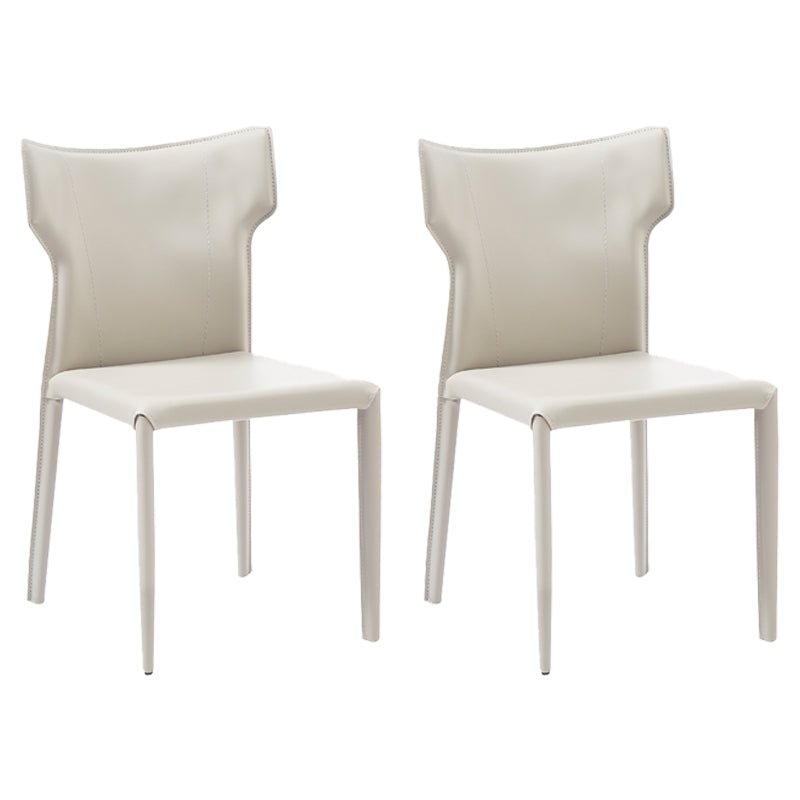 Contemporary Metal Dining Armless Chair Faux Leather Side Chair for Home Use Light Gray 2 Piece Set Clearhalo ' kitchen&dining_furn' 'Dining Chairs' 'Dining Tables & Seating' 'dining_chair' 'furn' 'furn_dining_chair' 'Furniture' 'furniture_dining_chair' 'Kitchen & Dining Furniture' 'kitchen' 4208291