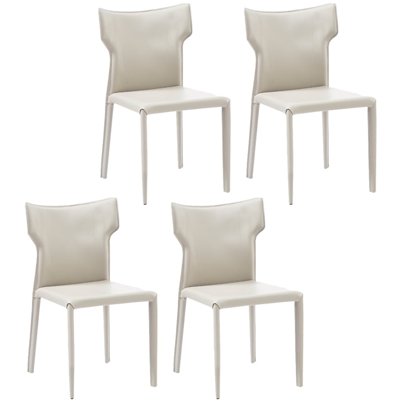 Contemporary Metal Dining Armless Chair Faux Leather Side Chair for Home Use Light Gray 4 Piece Set Clearhalo ' kitchen&dining_furn' 'Dining Chairs' 'Dining Tables & Seating' 'dining_chair' 'furn' 'furn_dining_chair' 'Furniture' 'furniture_dining_chair' 'Kitchen & Dining Furniture' 'kitchen' 4208293