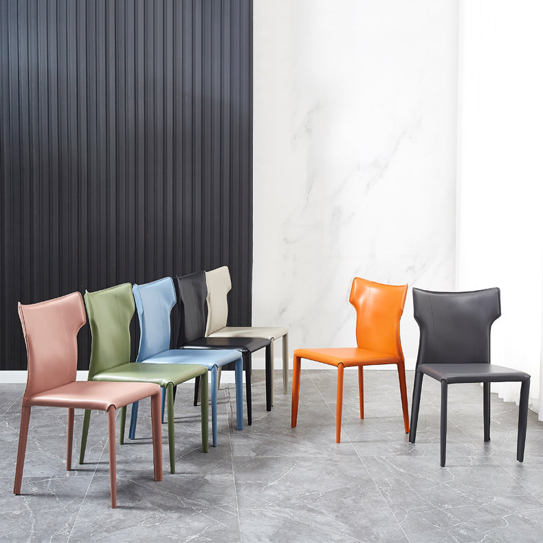 Contemporary Metal Dining Armless Chair Faux Leather Side Chair for Home Use Clearhalo ' kitchen&dining_furn' 'Dining Chairs' 'Dining Tables & Seating' 'dining_chair' 'furn' 'furn_dining_chair' 'Furniture' 'furniture_dining_chair' 'Kitchen & Dining Furniture' 'kitchen' 4208297