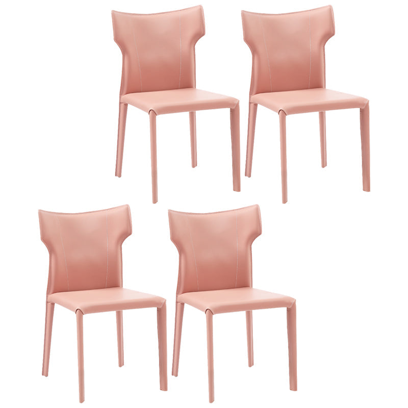 Contemporary Metal Dining Armless Chair Faux Leather Side Chair for Home Use Pink 4 Piece Set Clearhalo ' kitchen&dining_furn' 'Dining Chairs' 'Dining Tables & Seating' 'dining_chair' 'furn' 'furn_dining_chair' 'Furniture' 'furniture_dining_chair' 'Kitchen & Dining Furniture' 'kitchen' 4208299