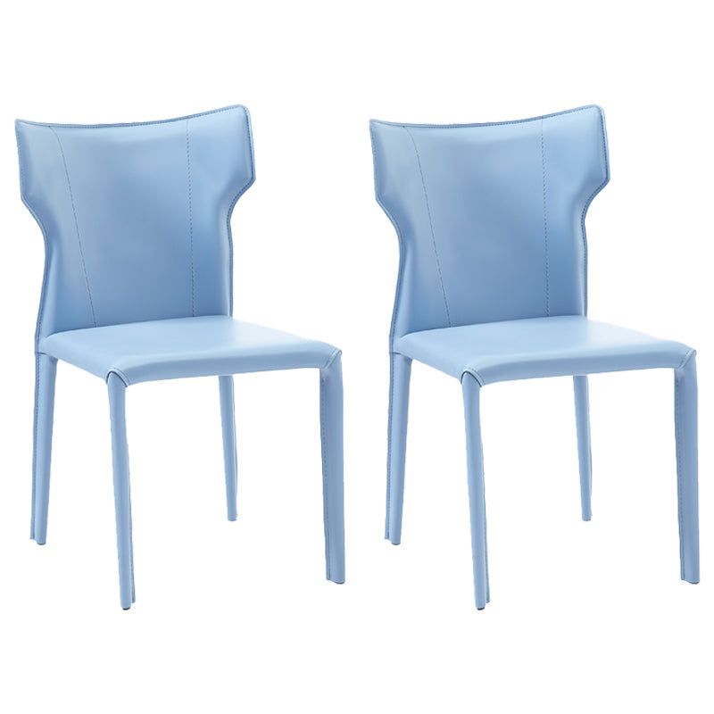 Contemporary Metal Dining Armless Chair Faux Leather Side Chair for Home Use Blue 2 Piece Set Clearhalo ' kitchen&dining_furn' 'Dining Chairs' 'Dining Tables & Seating' 'dining_chair' 'furn' 'furn_dining_chair' 'Furniture' 'furniture_dining_chair' 'Kitchen & Dining Furniture' 'kitchen' 4208301