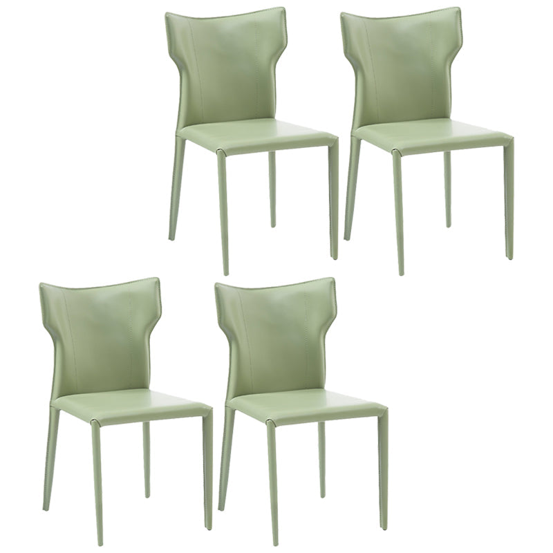 Contemporary Metal Dining Armless Chair Faux Leather Side Chair for Home Use Green 4 Piece Set Clearhalo ' kitchen&dining_furn' 'Dining Chairs' 'Dining Tables & Seating' 'dining_chair' 'furn' 'furn_dining_chair' 'Furniture' 'furniture_dining_chair' 'Kitchen & Dining Furniture' 'kitchen' 4208305