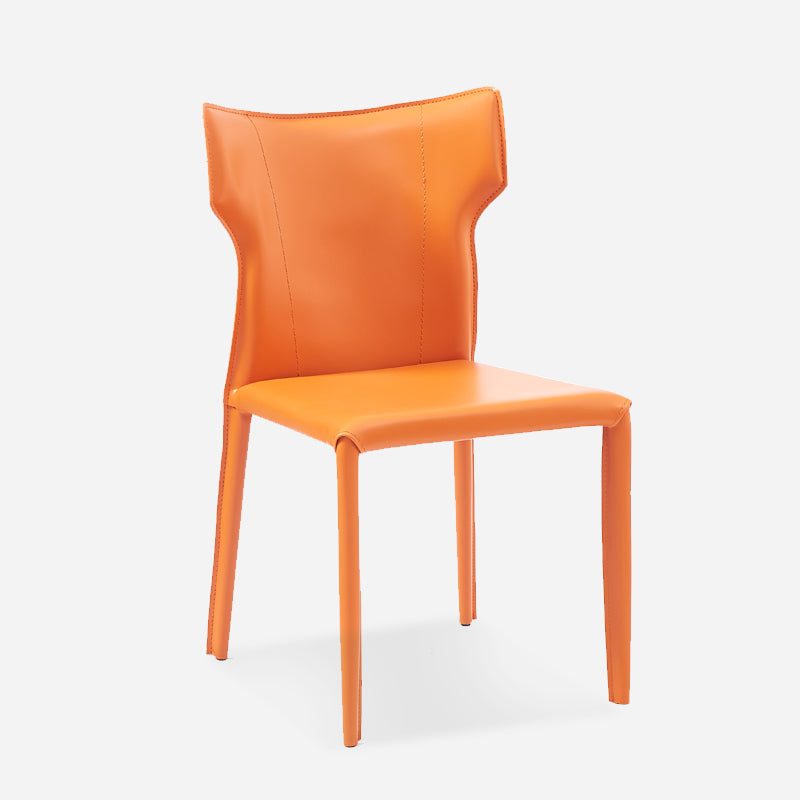 Contemporary Metal Dining Armless Chair Faux Leather Side Chair for Home Use Orange 1 Piece Clearhalo ' kitchen&dining_furn' 'Dining Chairs' 'Dining Tables & Seating' 'dining_chair' 'furn' 'furn_dining_chair' 'Furniture' 'furniture_dining_chair' 'Kitchen & Dining Furniture' 'kitchen' 4208306