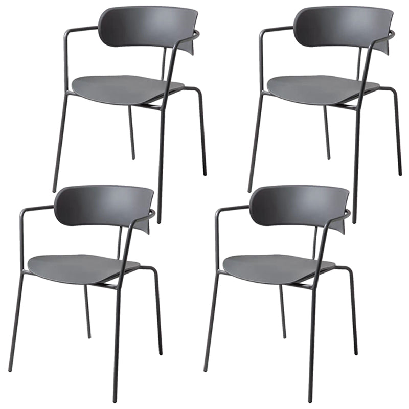 Contemporary Style Dining Chair Kitchen Open Back Arm Side Chair with Metal Legs Grey 4 Piece Set Clearhalo ' kitchen&dining_furn' 'Dining Chairs' 'Dining Tables & Seating' 'dining_chair' 'furn' 'furn_dining_chair' 'Furniture' 'furniture_dining_chair' 'Kitchen & Dining Furniture' 'kitchen' 4209404