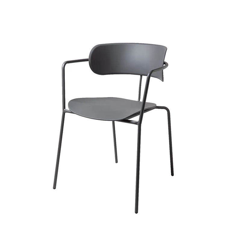 Contemporary Style Dining Chair Kitchen Open Back Arm Side Chair with Metal Legs Grey 1 Piece Clearhalo ' kitchen&dining_furn' 'Dining Chairs' 'Dining Tables & Seating' 'dining_chair' 'furn' 'furn_dining_chair' 'Furniture' 'furniture_dining_chair' 'Kitchen & Dining Furniture' 'kitchen' 4209405