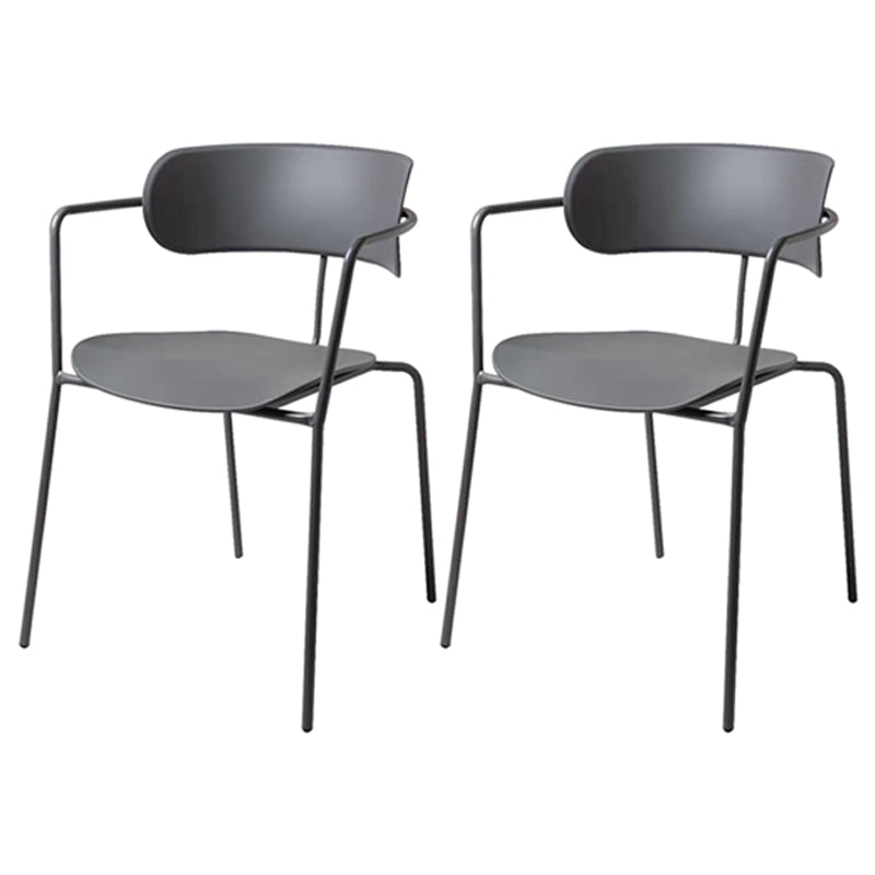Contemporary Style Dining Chair Kitchen Open Back Arm Side Chair with Metal Legs Grey 2 Piece Set Clearhalo ' kitchen&dining_furn' 'Dining Chairs' 'Dining Tables & Seating' 'dining_chair' 'furn' 'furn_dining_chair' 'Furniture' 'furniture_dining_chair' 'Kitchen & Dining Furniture' 'kitchen' 4209408