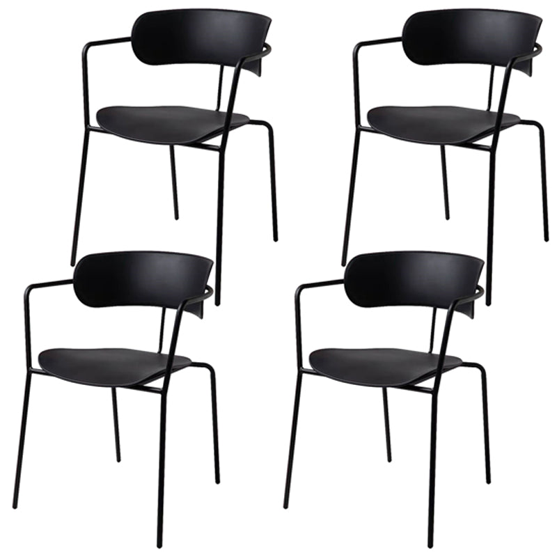 Contemporary Style Dining Chair Kitchen Open Back Arm Side Chair with Metal Legs Black 4 Piece Set Clearhalo ' kitchen&dining_furn' 'Dining Chairs' 'Dining Tables & Seating' 'dining_chair' 'furn' 'furn_dining_chair' 'Furniture' 'furniture_dining_chair' 'Kitchen & Dining Furniture' 'kitchen' 4209409