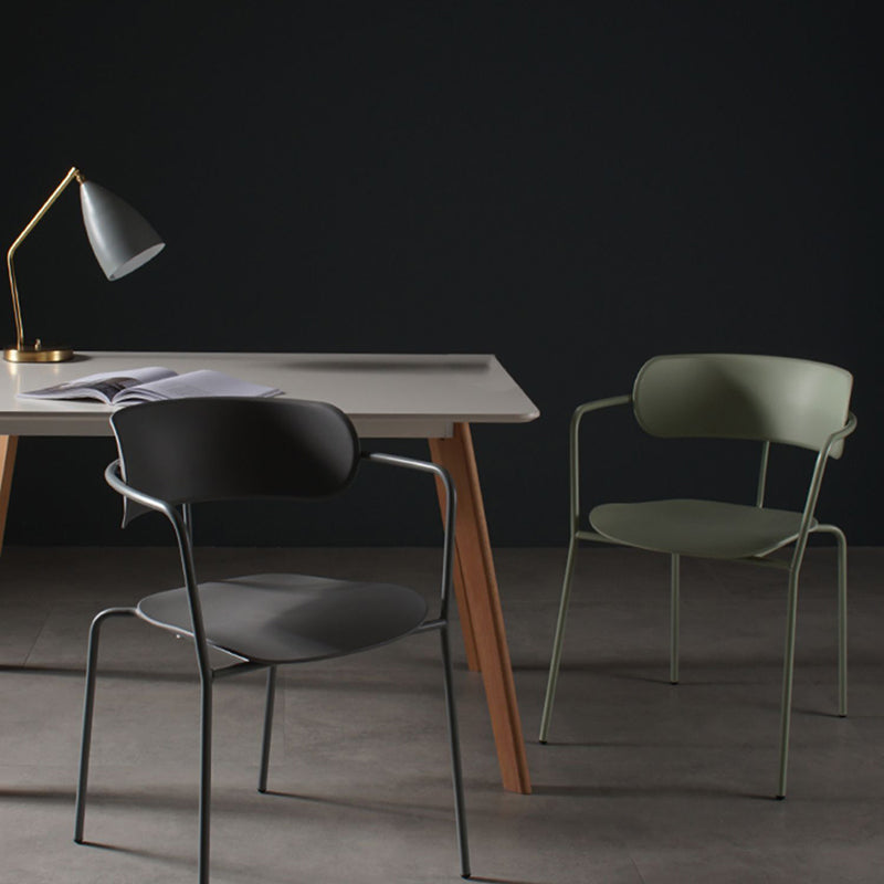 Contemporary Style Dining Chair Kitchen Open Back Arm Side Chair with Metal Legs Clearhalo ' kitchen&dining_furn' 'Dining Chairs' 'Dining Tables & Seating' 'dining_chair' 'furn' 'furn_dining_chair' 'Furniture' 'furniture_dining_chair' 'Kitchen & Dining Furniture' 'kitchen' 4209410