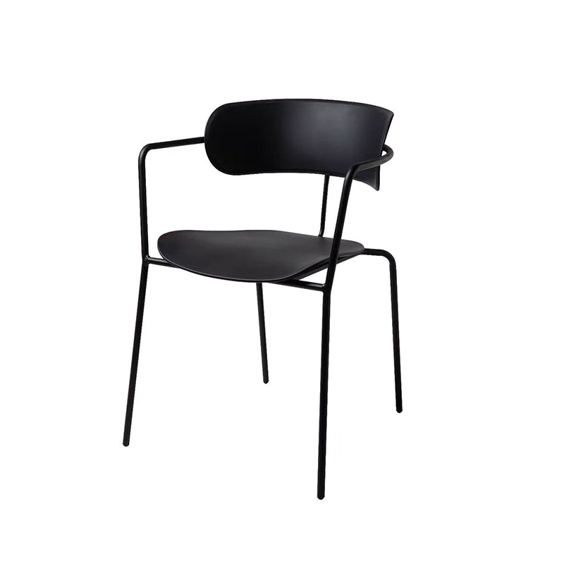 Contemporary Style Dining Chair Kitchen Open Back Arm Side Chair with Metal Legs Black 1 Piece Clearhalo ' kitchen&dining_furn' 'Dining Chairs' 'Dining Tables & Seating' 'dining_chair' 'furn' 'furn_dining_chair' 'Furniture' 'furniture_dining_chair' 'Kitchen & Dining Furniture' 'kitchen' 4209411