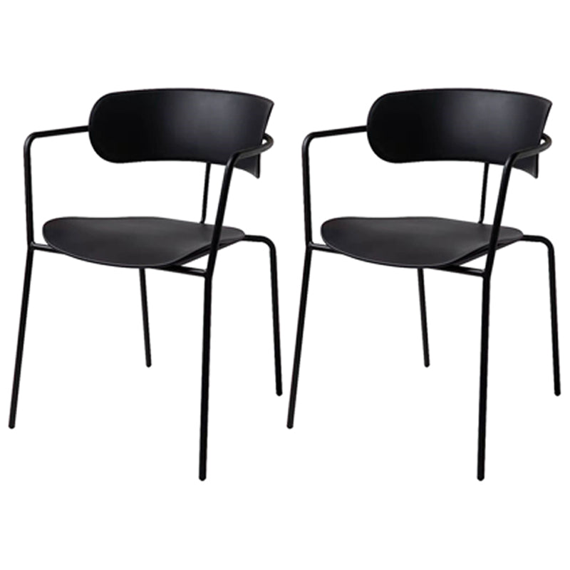 Contemporary Style Dining Chair Kitchen Open Back Arm Side Chair with Metal Legs Black 2 Piece Set Clearhalo ' kitchen&dining_furn' 'Dining Chairs' 'Dining Tables & Seating' 'dining_chair' 'furn' 'furn_dining_chair' 'Furniture' 'furniture_dining_chair' 'Kitchen & Dining Furniture' 'kitchen' 4209414