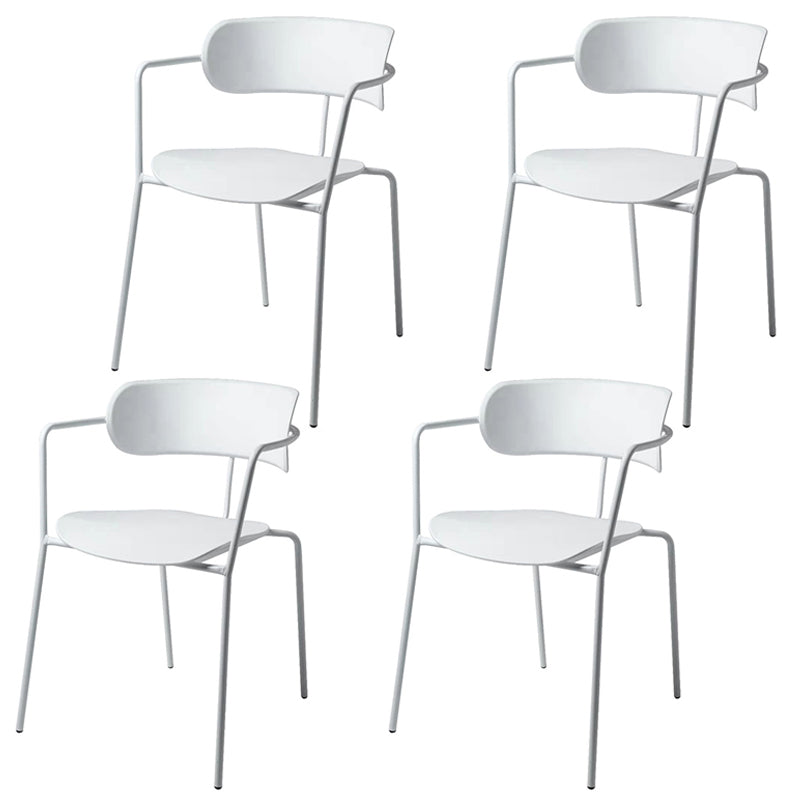 Contemporary Style Dining Chair Kitchen Open Back Arm Side Chair with Metal Legs White 4 Piece Set Clearhalo ' kitchen&dining_furn' 'Dining Chairs' 'Dining Tables & Seating' 'dining_chair' 'furn' 'furn_dining_chair' 'Furniture' 'furniture_dining_chair' 'Kitchen & Dining Furniture' 'kitchen' 4209416