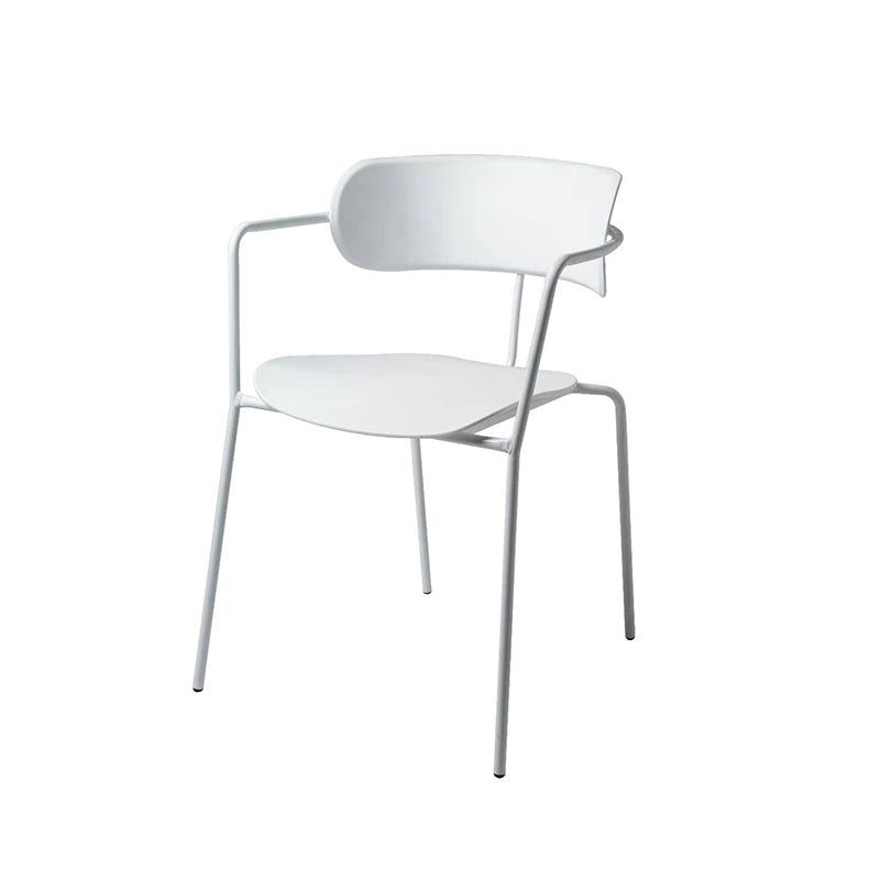 Contemporary Style Dining Chair Kitchen Open Back Arm Side Chair with Metal Legs White 1 Piece Clearhalo ' kitchen&dining_furn' 'Dining Chairs' 'Dining Tables & Seating' 'dining_chair' 'furn' 'furn_dining_chair' 'Furniture' 'furniture_dining_chair' 'Kitchen & Dining Furniture' 'kitchen' 4209417