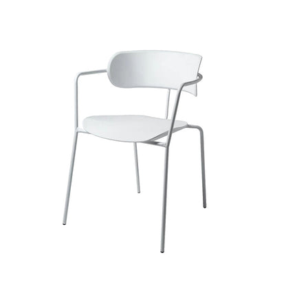 Contemporary Style Dining Chair Kitchen Open Back Arm Side Chair with Metal Legs White 1 Piece Clearhalo ' kitchen&dining_furn' 'Dining Chairs' 'Dining Tables & Seating' 'dining_chair' 'furn' 'furn_dining_chair' 'Furniture' 'furniture_dining_chair' 'Kitchen & Dining Furniture' 'kitchen' 4209417