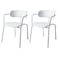 Contemporary Style Dining Chair Kitchen Open Back Arm Side Chair with Metal Legs White 2 Piece Set Clearhalo ' kitchen&dining_furn' 'Dining Chairs' 'Dining Tables & Seating' 'dining_chair' 'furn' 'furn_dining_chair' 'Furniture' 'furniture_dining_chair' 'Kitchen & Dining Furniture' 'kitchen' 4209419