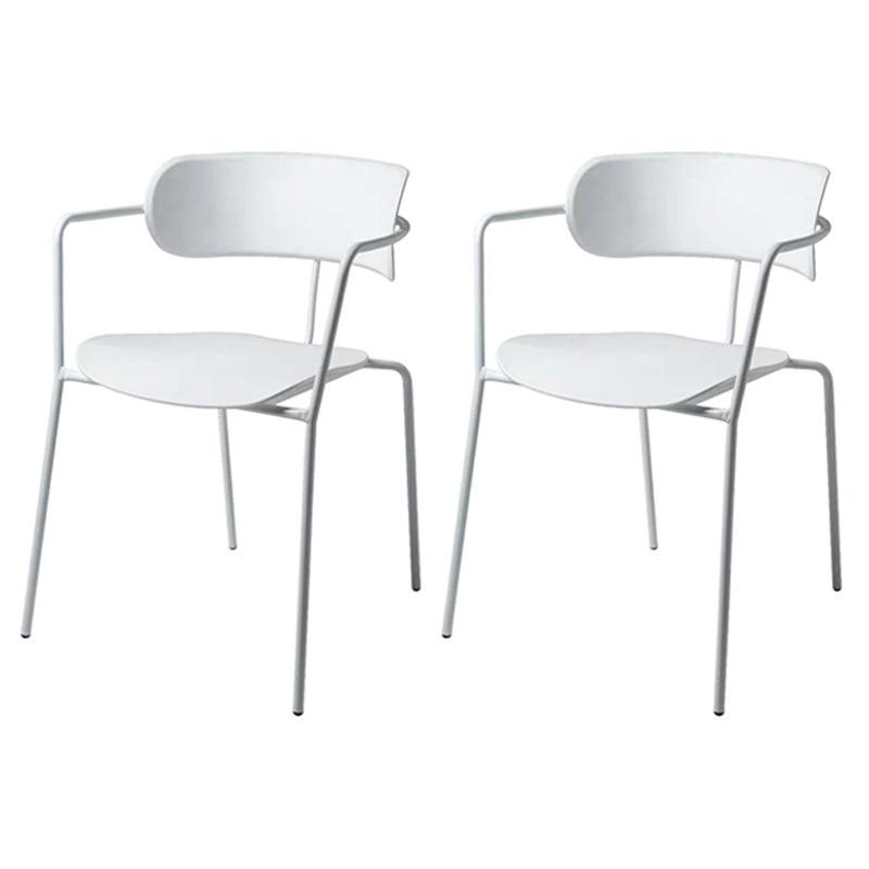 Contemporary Style Dining Chair Kitchen Open Back Arm Side Chair with Metal Legs White 2 Piece Set Clearhalo ' kitchen&dining_furn' 'Dining Chairs' 'Dining Tables & Seating' 'dining_chair' 'furn' 'furn_dining_chair' 'Furniture' 'furniture_dining_chair' 'Kitchen & Dining Furniture' 'kitchen' 4209419