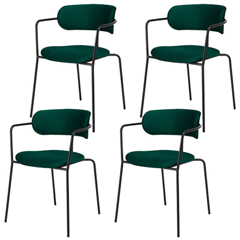 Contemporary Style Dining Chair Kitchen Open Back Arm Side Chair with Metal Legs Blackish Green 4 Piece Set Clearhalo ' kitchen&dining_furn' 'Dining Chairs' 'Dining Tables & Seating' 'dining_chair' 'furn' 'furn_dining_chair' 'Furniture' 'furniture_dining_chair' 'Kitchen & Dining Furniture' 'kitchen' 4209421