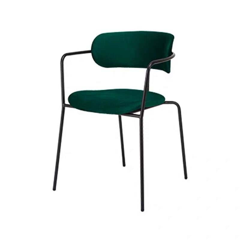 Contemporary Style Dining Chair Kitchen Open Back Arm Side Chair with Metal Legs Blackish Green 1 Piece Clearhalo ' kitchen&dining_furn' 'Dining Chairs' 'Dining Tables & Seating' 'dining_chair' 'furn' 'furn_dining_chair' 'Furniture' 'furniture_dining_chair' 'Kitchen & Dining Furniture' 'kitchen' 4209423