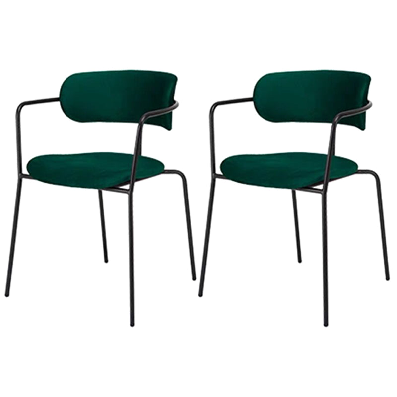 Contemporary Style Dining Chair Kitchen Open Back Arm Side Chair with Metal Legs Blackish Green 2 Piece Set Clearhalo ' kitchen&dining_furn' 'Dining Chairs' 'Dining Tables & Seating' 'dining_chair' 'furn' 'furn_dining_chair' 'Furniture' 'furniture_dining_chair' 'Kitchen & Dining Furniture' 'kitchen' 4209424