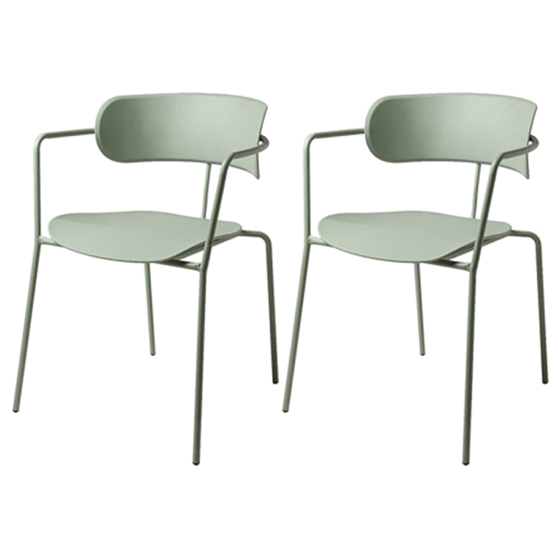 Contemporary Style Dining Chair Kitchen Open Back Arm Side Chair with Metal Legs Green 2 Piece Set Clearhalo ' kitchen&dining_furn' 'Dining Chairs' 'Dining Tables & Seating' 'dining_chair' 'furn' 'furn_dining_chair' 'Furniture' 'furniture_dining_chair' 'Kitchen & Dining Furniture' 'kitchen' 4209427