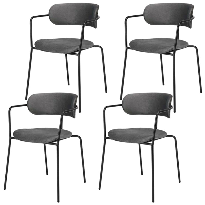 Contemporary Style Dining Chair Kitchen Open Back Arm Side Chair with Metal Legs Gray Black 4 Piece Set Clearhalo ' kitchen&dining_furn' 'Dining Chairs' 'Dining Tables & Seating' 'dining_chair' 'furn' 'furn_dining_chair' 'Furniture' 'furniture_dining_chair' 'Kitchen & Dining Furniture' 'kitchen' 4209428