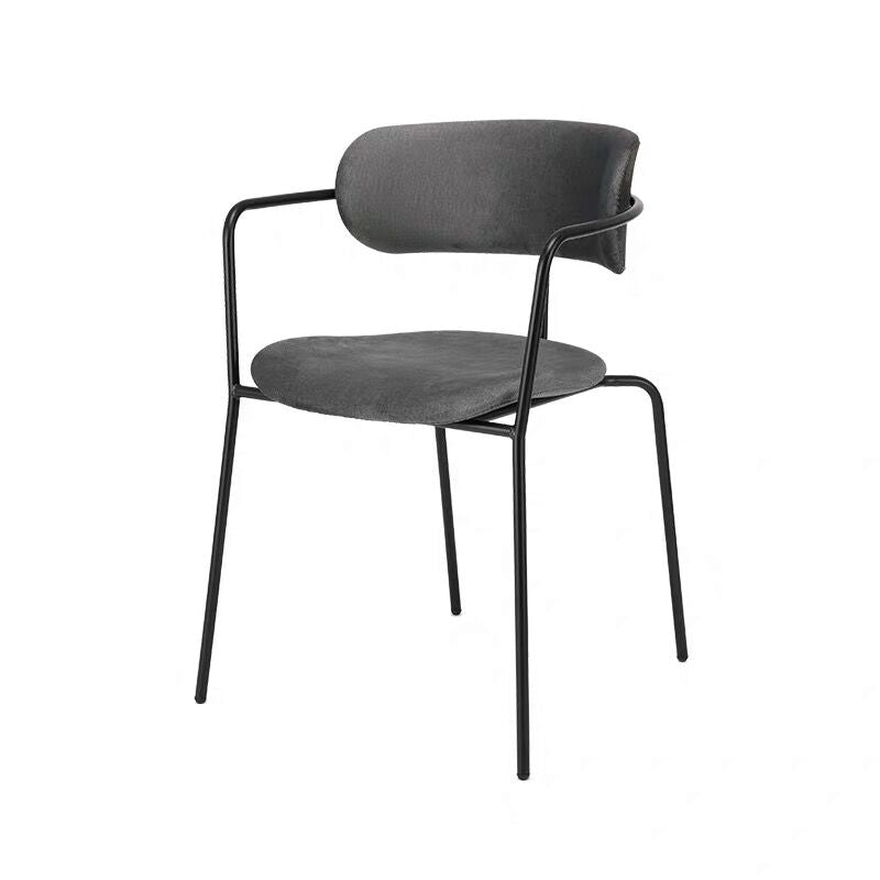 Contemporary Style Dining Chair Kitchen Open Back Arm Side Chair with Metal Legs Gray Black 1 Piece Clearhalo ' kitchen&dining_furn' 'Dining Chairs' 'Dining Tables & Seating' 'dining_chair' 'furn' 'furn_dining_chair' 'Furniture' 'furniture_dining_chair' 'Kitchen & Dining Furniture' 'kitchen' 4209429