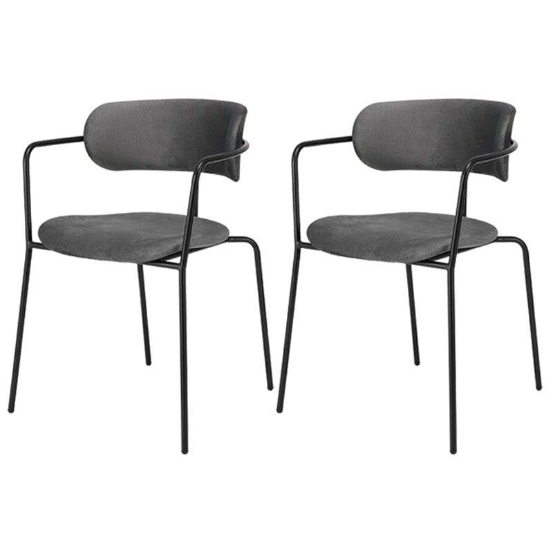 Contemporary Style Dining Chair Kitchen Open Back Arm Side Chair with Metal Legs Gray Black 2 Piece Set Clearhalo ' kitchen&dining_furn' 'Dining Chairs' 'Dining Tables & Seating' 'dining_chair' 'furn' 'furn_dining_chair' 'Furniture' 'furniture_dining_chair' 'Kitchen & Dining Furniture' 'kitchen' 4209430