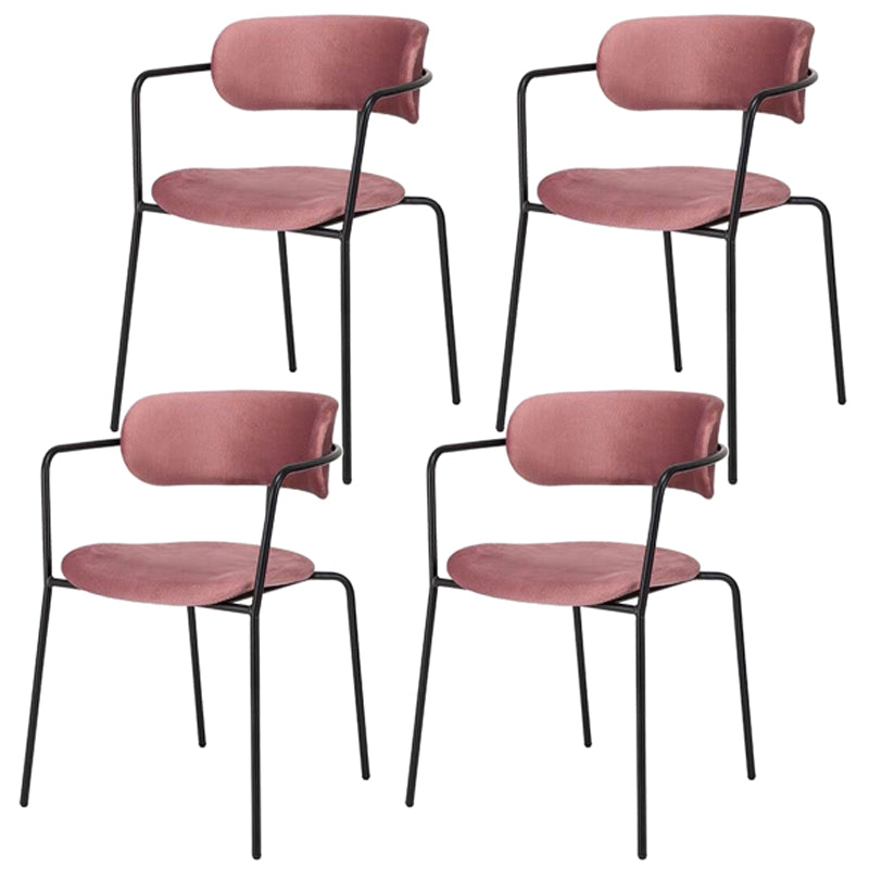 Contemporary Style Dining Chair Kitchen Open Back Arm Side Chair with Metal Legs Pink 4 Piece Set Clearhalo ' kitchen&dining_furn' 'Dining Chairs' 'Dining Tables & Seating' 'dining_chair' 'furn' 'furn_dining_chair' 'Furniture' 'furniture_dining_chair' 'Kitchen & Dining Furniture' 'kitchen' 4209431