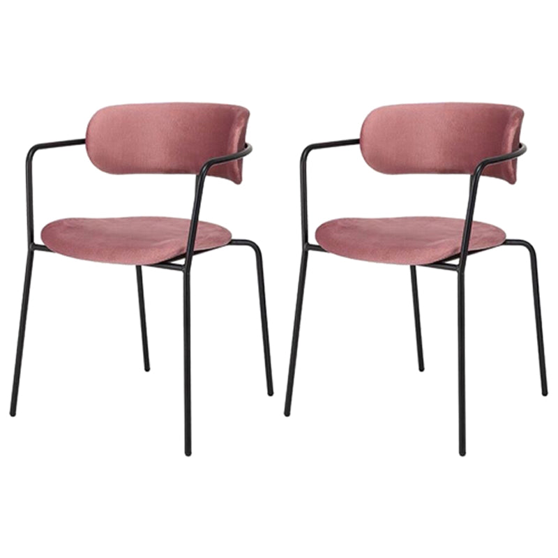 Contemporary Style Dining Chair Kitchen Open Back Arm Side Chair with Metal Legs Pink 2 Piece Set Clearhalo ' kitchen&dining_furn' 'Dining Chairs' 'Dining Tables & Seating' 'dining_chair' 'furn' 'furn_dining_chair' 'Furniture' 'furniture_dining_chair' 'Kitchen & Dining Furniture' 'kitchen' 4209433