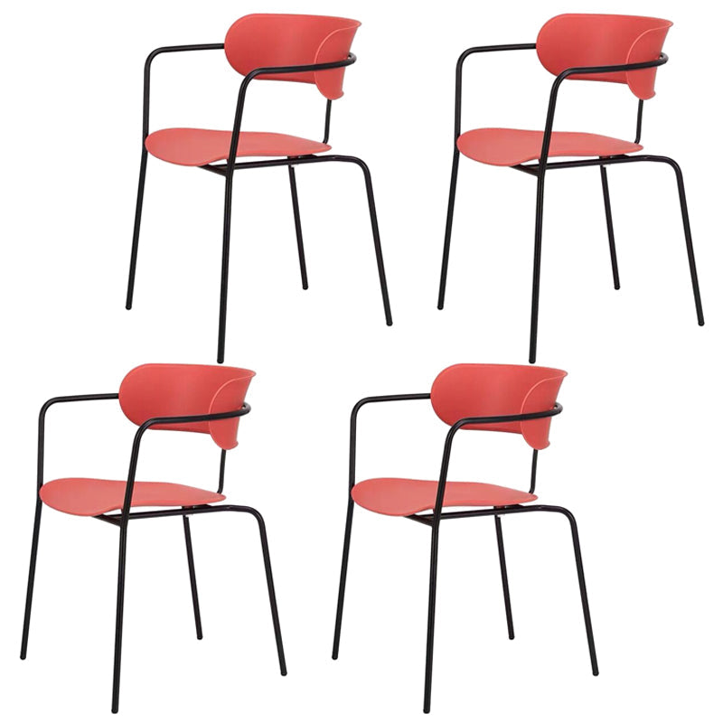 Contemporary Style Dining Chair Kitchen Open Back Arm Side Chair with Metal Legs Red 4 Piece Set Clearhalo ' kitchen&dining_furn' 'Dining Chairs' 'Dining Tables & Seating' 'dining_chair' 'furn' 'furn_dining_chair' 'Furniture' 'furniture_dining_chair' 'Kitchen & Dining Furniture' 'kitchen' 4209434