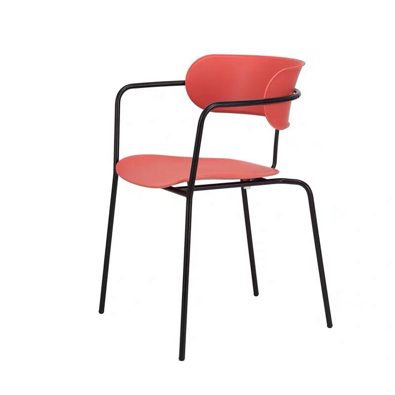 Contemporary Style Dining Chair Kitchen Open Back Arm Side Chair with Metal Legs Red 1 Piece Clearhalo ' kitchen&dining_furn' 'Dining Chairs' 'Dining Tables & Seating' 'dining_chair' 'furn' 'furn_dining_chair' 'Furniture' 'furniture_dining_chair' 'Kitchen & Dining Furniture' 'kitchen' 4209435