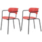 Contemporary Style Dining Chair Kitchen Open Back Arm Side Chair with Metal Legs Red 2 Piece Set Clearhalo ' kitchen&dining_furn' 'Dining Chairs' 'Dining Tables & Seating' 'dining_chair' 'furn' 'furn_dining_chair' 'Furniture' 'furniture_dining_chair' 'Kitchen & Dining Furniture' 'kitchen' 4209436