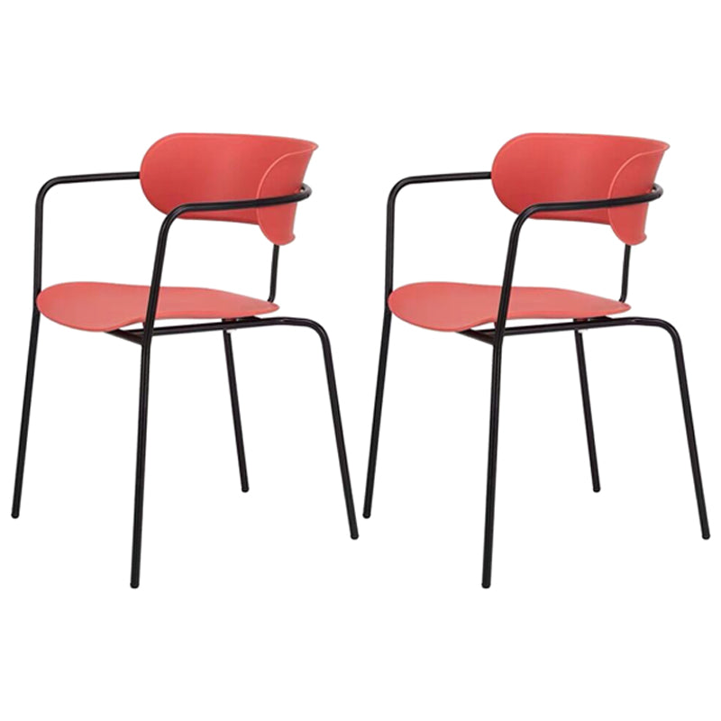 Contemporary Style Dining Chair Kitchen Open Back Arm Side Chair with Metal Legs Red 2 Piece Set Clearhalo ' kitchen&dining_furn' 'Dining Chairs' 'Dining Tables & Seating' 'dining_chair' 'furn' 'furn_dining_chair' 'Furniture' 'furniture_dining_chair' 'Kitchen & Dining Furniture' 'kitchen' 4209436