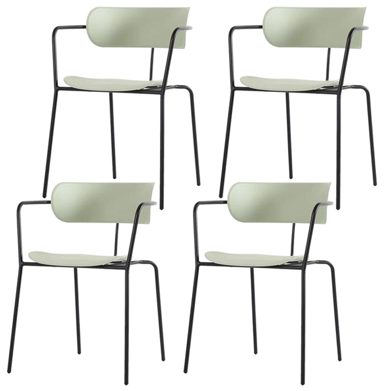 Contemporary Style Dining Chair Kitchen Open Back Arm Side Chair with Metal Legs Black Green 4 Piece Set Clearhalo ' kitchen&dining_furn' 'Dining Chairs' 'Dining Tables & Seating' 'dining_chair' 'furn' 'furn_dining_chair' 'Furniture' 'furniture_dining_chair' 'Kitchen & Dining Furniture' 'kitchen' 4209437