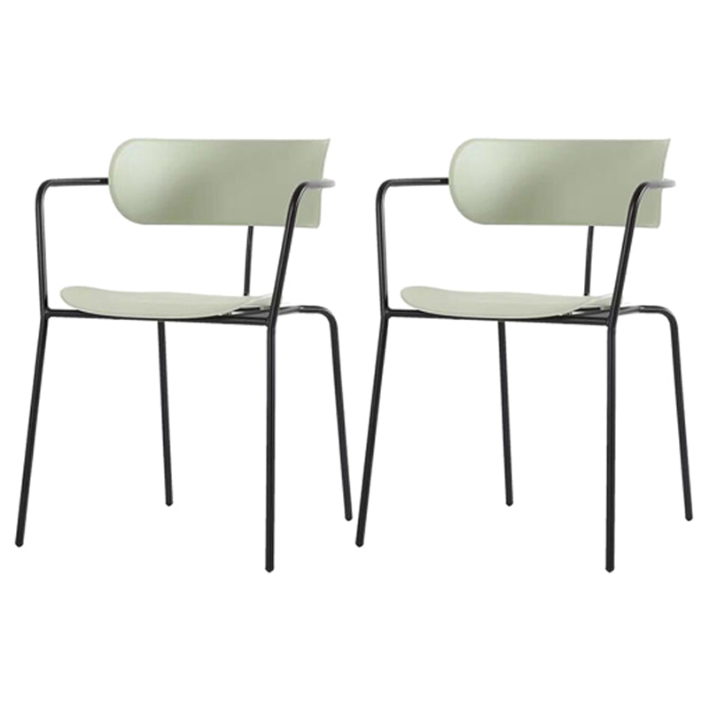 Contemporary Style Dining Chair Kitchen Open Back Arm Side Chair with Metal Legs Black Green 2 Piece Set Clearhalo ' kitchen&dining_furn' 'Dining Chairs' 'Dining Tables & Seating' 'dining_chair' 'furn' 'furn_dining_chair' 'Furniture' 'furniture_dining_chair' 'Kitchen & Dining Furniture' 'kitchen' 4209439