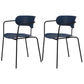 Contemporary Style Dining Chair Kitchen Open Back Arm Side Chair with Metal Legs Navy 2 Piece Set Clearhalo ' kitchen&dining_furn' 'Dining Chairs' 'Dining Tables & Seating' 'dining_chair' 'furn' 'furn_dining_chair' 'Furniture' 'furniture_dining_chair' 'Kitchen & Dining Furniture' 'kitchen' 4209442