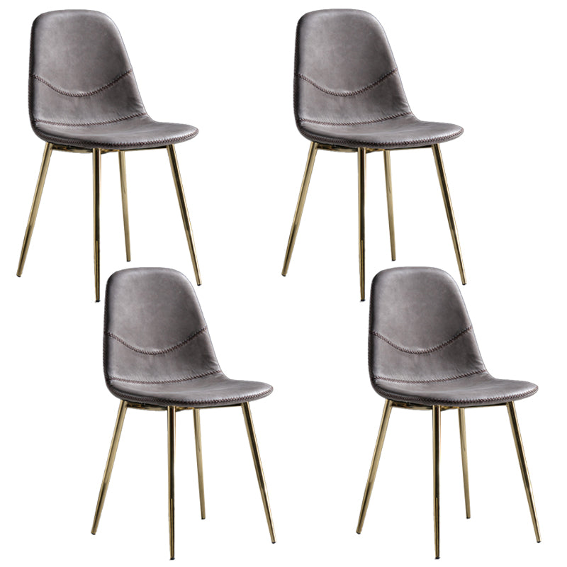Glam Style Metal Dining Chair Dining Side Armless Chairs for Kitchen Gray Purple 4 Piece Set Brass Gold Clearhalo ' kitchen&dining_furn' 'Dining Chairs' 'Dining Tables & Seating' 'dining_chair' 'furn' 'furn_dining_chair' 'Furniture' 'furniture_dining_chair' 'Kitchen & Dining Furniture' 'kitchen' 4209445