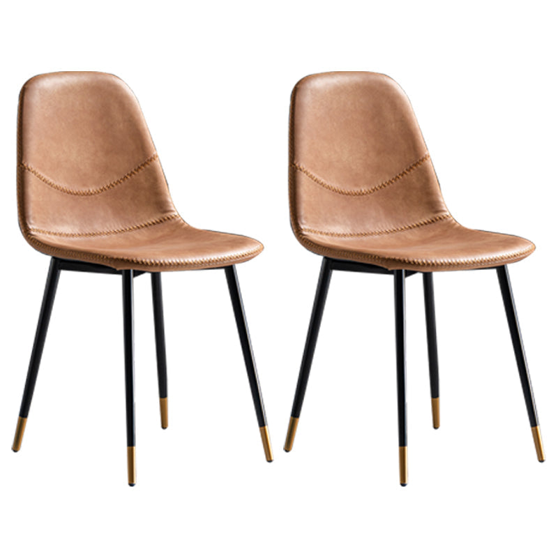 Glam Style Metal Dining Chair Dining Side Armless Chairs for Kitchen Orange 2 Piece Set Black Gold Clearhalo ' kitchen&dining_furn' 'Dining Chairs' 'Dining Tables & Seating' 'dining_chair' 'furn' 'furn_dining_chair' 'Furniture' 'furniture_dining_chair' 'Kitchen & Dining Furniture' 'kitchen' 4209475