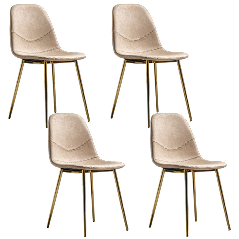 Glam Style Metal Dining Chair Dining Side Armless Chairs for Kitchen Off-White 4 Piece Set Brass Gold Clearhalo ' kitchen&dining_furn' 'Dining Chairs' 'Dining Tables & Seating' 'dining_chair' 'furn' 'furn_dining_chair' 'Furniture' 'furniture_dining_chair' 'Kitchen & Dining Furniture' 'kitchen' 4209479