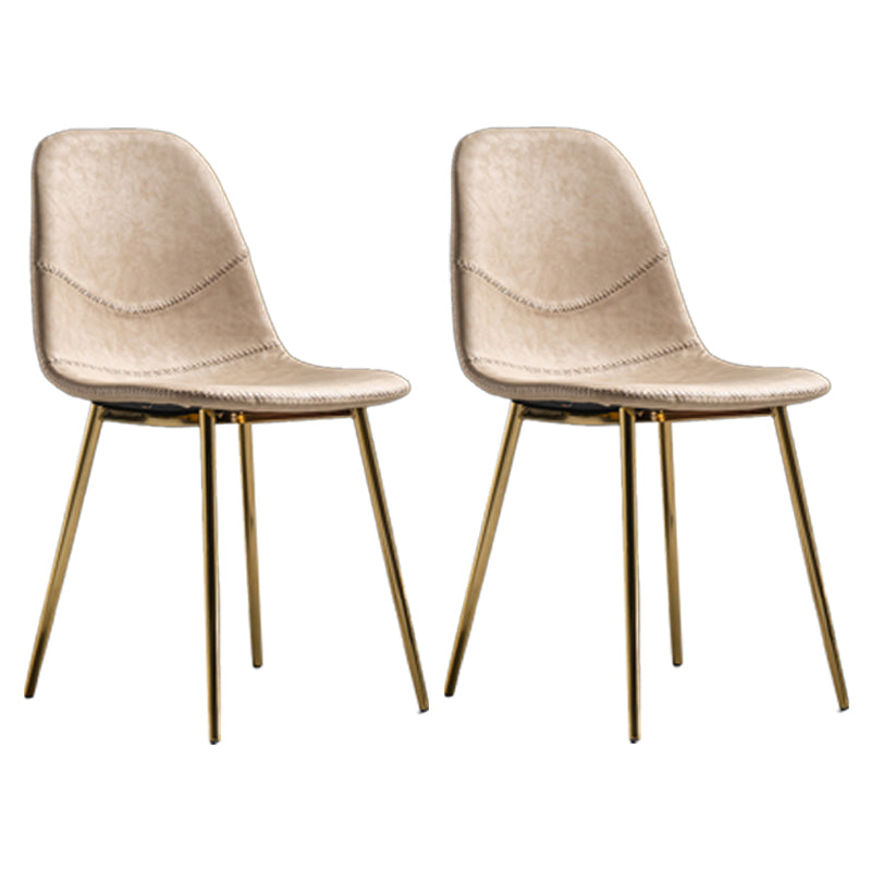 Glam Style Metal Dining Chair Dining Side Armless Chairs for Kitchen Off-White 2 Piece Set Brass Gold Clearhalo ' kitchen&dining_furn' 'Dining Chairs' 'Dining Tables & Seating' 'dining_chair' 'furn' 'furn_dining_chair' 'Furniture' 'furniture_dining_chair' 'Kitchen & Dining Furniture' 'kitchen' 4209481