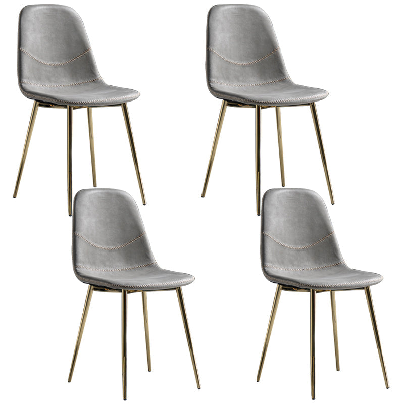 Glam Style Metal Dining Chair Dining Side Armless Chairs for Kitchen Light Gray 4 Piece Set Brass Gold Clearhalo ' kitchen&dining_furn' 'Dining Chairs' 'Dining Tables & Seating' 'dining_chair' 'furn' 'furn_dining_chair' 'Furniture' 'furniture_dining_chair' 'Kitchen & Dining Furniture' 'kitchen' 4209485