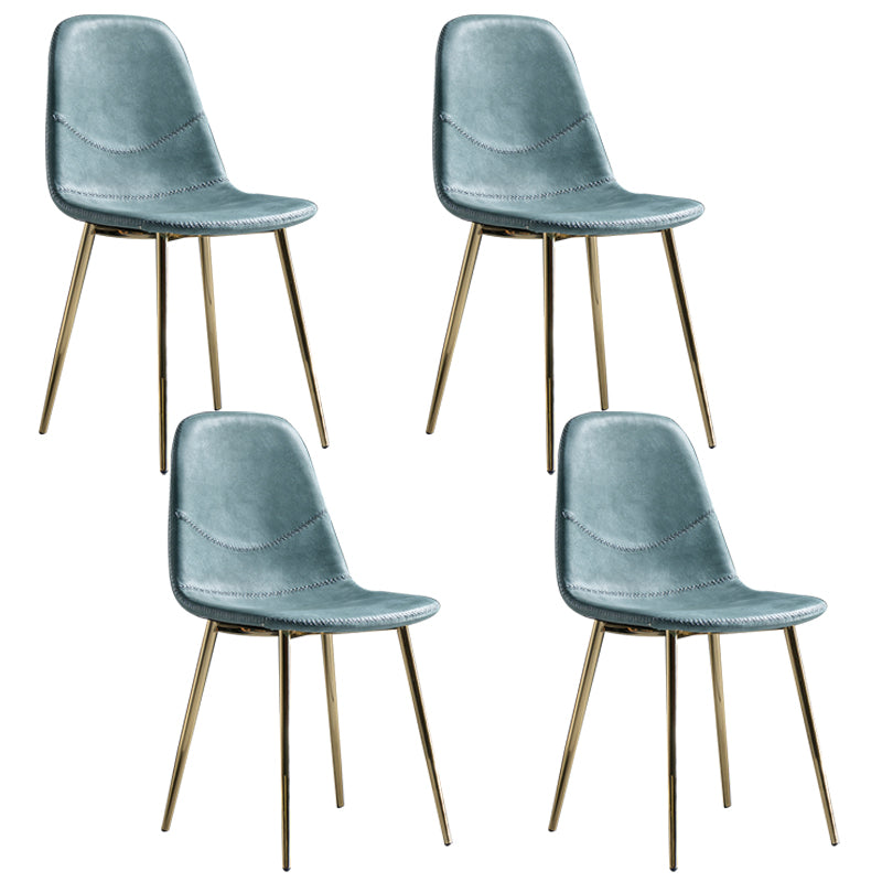 Glam Style Metal Dining Chair Dining Side Armless Chairs for Kitchen Light Blue 4 Piece Set Brass Gold Clearhalo ' kitchen&dining_furn' 'Dining Chairs' 'Dining Tables & Seating' 'dining_chair' 'furn' 'furn_dining_chair' 'Furniture' 'furniture_dining_chair' 'Kitchen & Dining Furniture' 'kitchen' 4209494