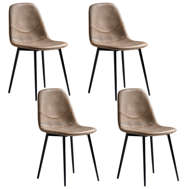Glam Style Metal Dining Chair Dining Side Armless Chairs for Kitchen Brown 4 Piece Set Black Clearhalo ' kitchen&dining_furn' 'Dining Chairs' 'Dining Tables & Seating' 'dining_chair' 'furn' 'furn_dining_chair' 'Furniture' 'furniture_dining_chair' 'Kitchen & Dining Furniture' 'kitchen' 4209497