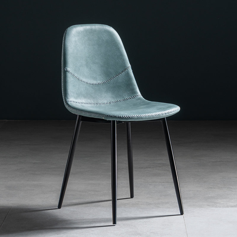 Glam Style Metal Dining Chair Dining Side Armless Chairs for Kitchen Light Blue 1 Piece Black Clearhalo ' kitchen&dining_furn' 'Dining Chairs' 'Dining Tables & Seating' 'dining_chair' 'furn' 'furn_dining_chair' 'Furniture' 'furniture_dining_chair' 'Kitchen & Dining Furniture' 'kitchen' 4209501